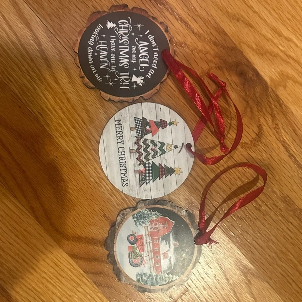 Christmas Tree Ornaments Set - Red and Brown